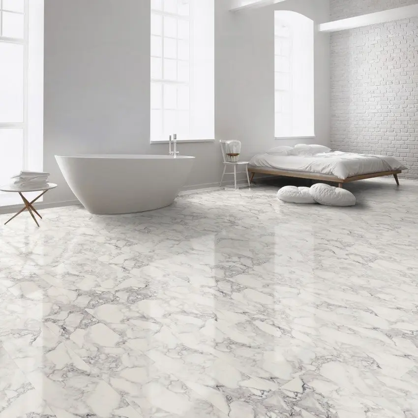 Widok paneli laminowanych KAINDL marmur Marble White 1-lamelowa deska w stylu wiejskim FLOORganic XPT zdjęcie 1