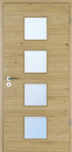 JELD-WEN drzwi wewnętrzne europejski dąb sękaty Living Optima fornirowane drewnem naturalnym z przeszkleniem LÖ-14