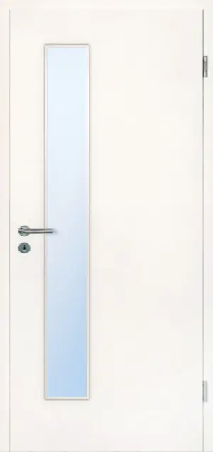 Zdjęcie drzwi do mieszkania z ochroną przeciwpożarową T-30 Typ48 biały lakier Uni 9010 wycięciem na szybę od strony zamka Jeld-Wen