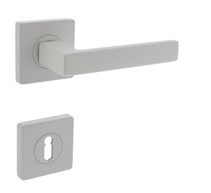 PROGRIFF klamka drzwiowa Quadros VII znal biały matowy kwadratowa rozeta wariant BB