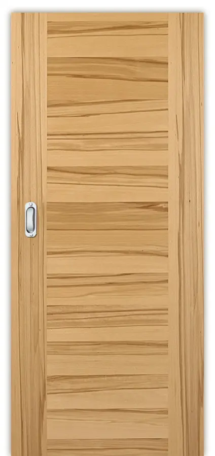 Zdjęcie drzwi przesuwnych fornirowanych drewnem naturalnym Buk Rdzeniowy Quirin 1 z prostokątną krawędzią drzwi - Lebo