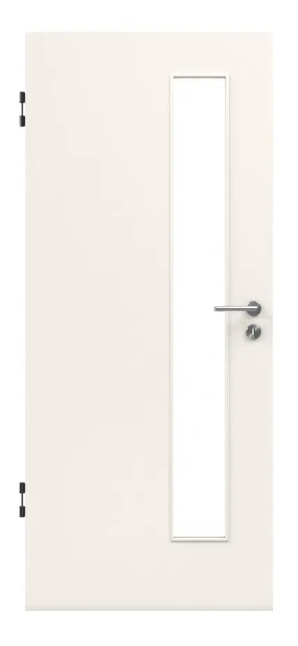 JELD-WEN drzwi dymoszczelne biały lakier 9010 z przeszkleniem LÖ-62 po stronie zamka