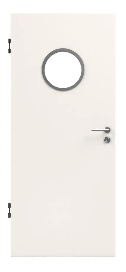 JELD-WEN drzwi dymoszczelne biały lakier 9010 z przeszkleniem bulaj LÖ