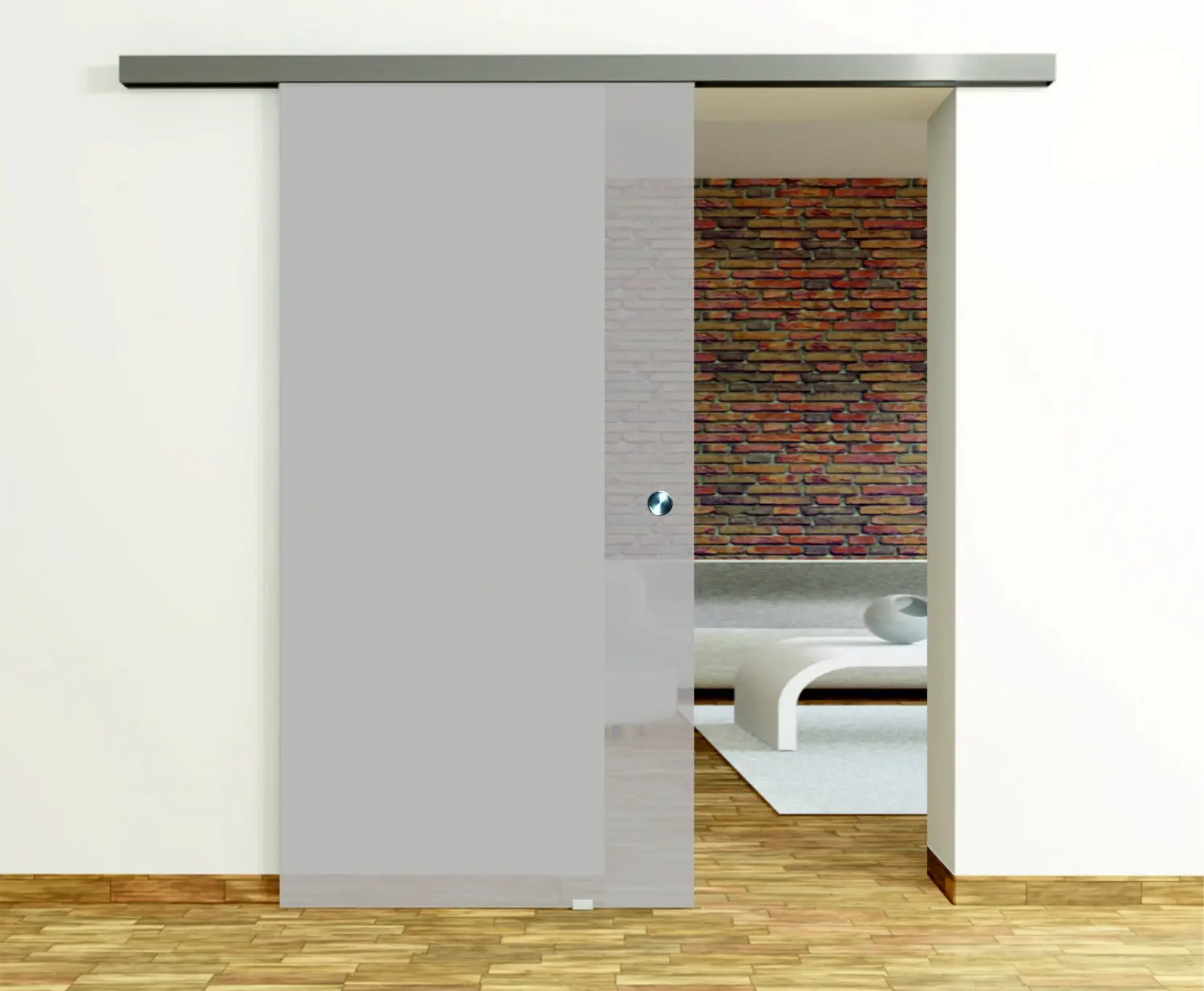 Zestaw całoszklanych drzwi przesuwnych Basic całopowierzchniowo matowy z systemem - Interio