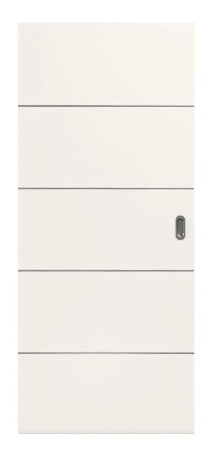 Widok frontowy: biały lakier RAL 9010, lizeny, drzwi przesuwne - Jeld-Wen.