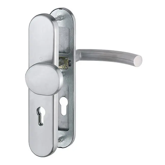 Zdjęcie HOPPE zamek z zabezpieczeniem przed zmianą Trondheim stal nierdzewna matowa bez osłony wkładki do drzwi wejściowych do mieszkania