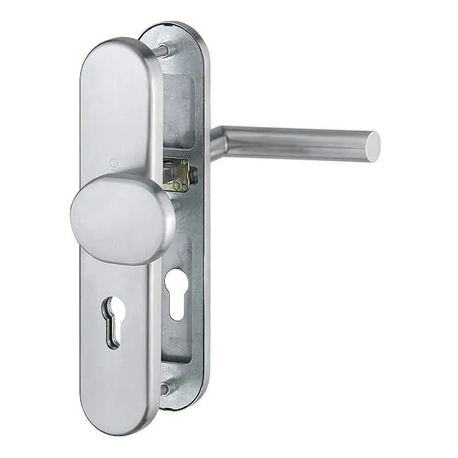 Zdjęcie HOPPE zamek z zabezpieczeniem przed zmianą Stockholm stal nierdzewna matowa bez osłony wkładki do drzwi wejściowych do mieszkania