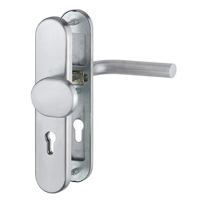 Zdjęcie HOPPE zamek z zabezpieczeniem przed zmianą Bonn stal nierdzewna matowa bez osłony wkładki do drzwi wejściowych do mieszkania