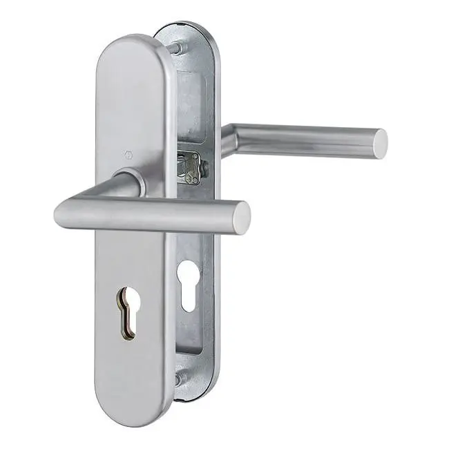 Zdjęcie HOPPE zamek z zabezpieczeniem przed zmianą Stockholm stal nierdzewna matowa bez osłony wkładki do drzwi wejściowych do mieszkania