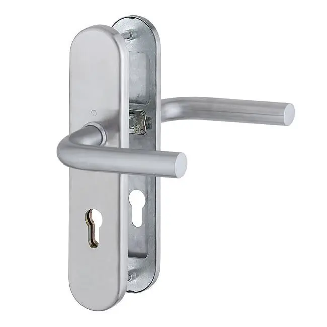 Zdjęcie HOPPE zamek z zabezpieczeniem przed zmianą ES1 Bonn stal nierdzewna matowa bez osłony wkładki do drzwi wejściowych do mieszkania