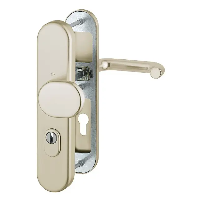 Zdjęcie Paris aluminium nowe srebro dkładka długa zamek z zabezpieczeniem przed zmianą z osłoną wkładki - HOPPE