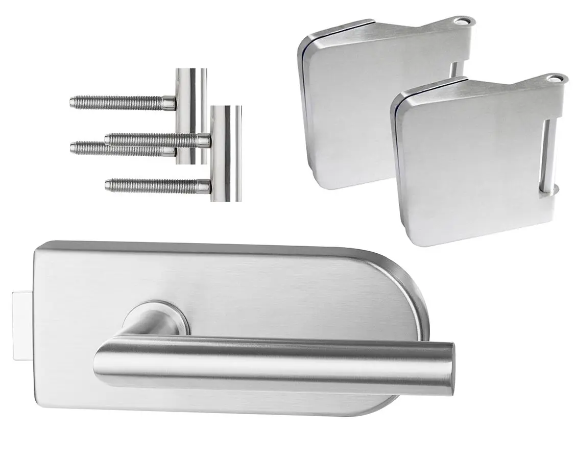 Zestaw okuć Gamma zaokrąglony do 1-skrzydłowych drzwi przeszklonych stal nierdzewna matowa - Erkelenz