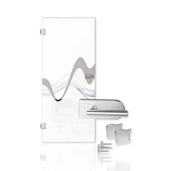 Sinus 2 matowienie drzwi przeszklone z motywem przezroczyste Kompakt w zestawie z zestawem okuć - Erkelenz
