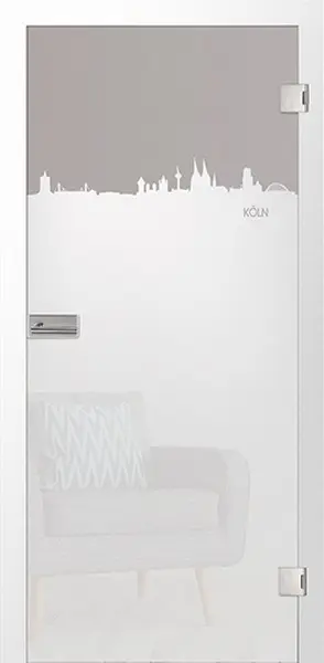 ERKELENZ drzwi szklane Skyline Köln matowe z motywem matowym