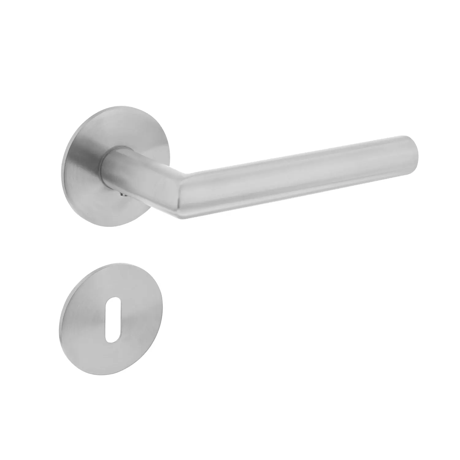 Zestaw Magneto w kształcie litery T, stal nierdzewna matowa, płaskie okrągłe rozety, wykonanie pod klucz pokojowy BB - ProGriff