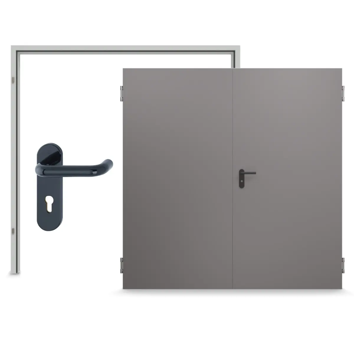Widok frontowy: kompletne zestawy z serii zestaw drzwi wewnętrzne – 2-skrzydłowe drzwi wewnętrzne ZK z ościeżnicą narożną - Hörmann