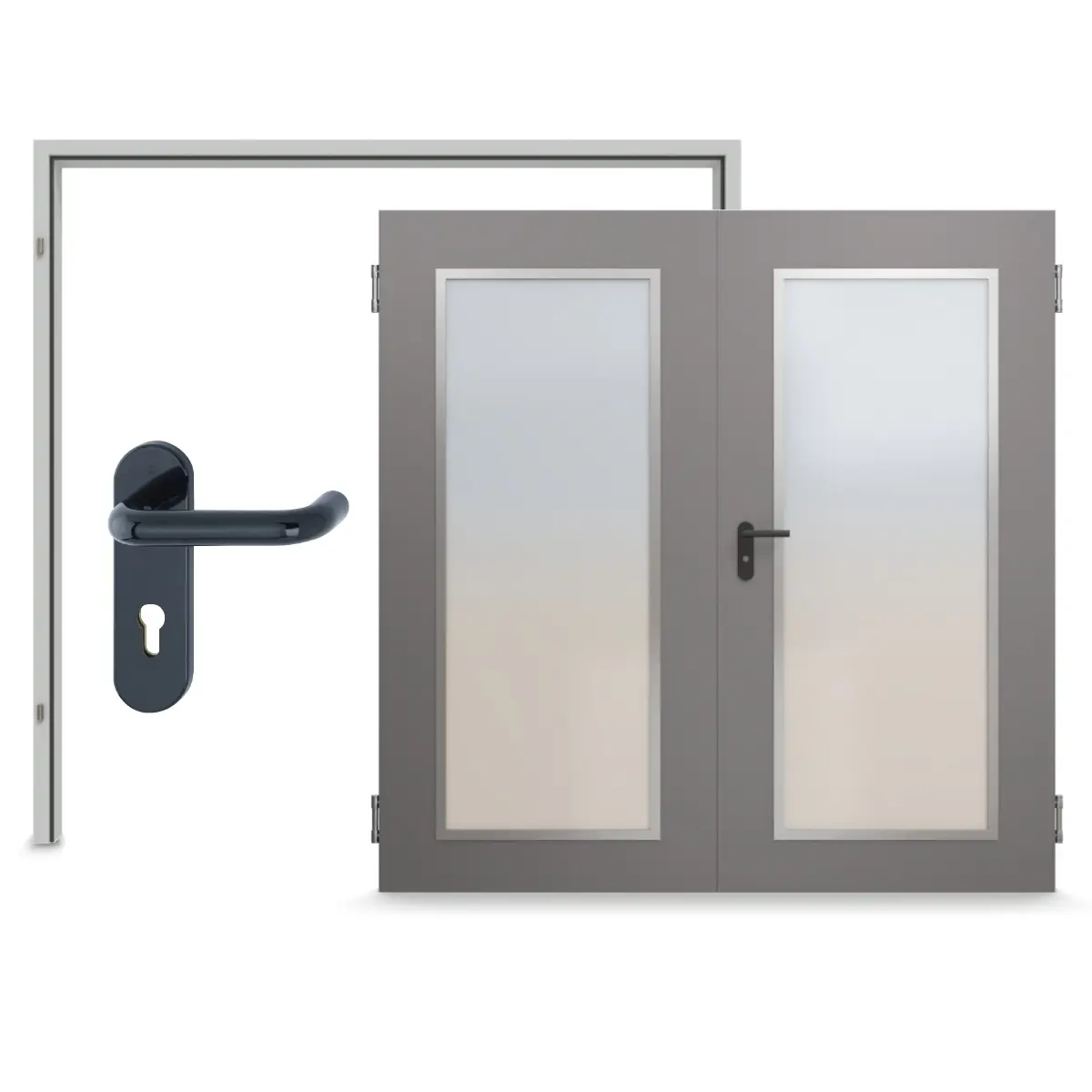 Widok frontowy zestawu drzwi wewnętrznych 2-skrzydłowych drzwi wewnętrznych OIT 40-2 z LA-B8 z ościeżnicą narożną - Hörmann