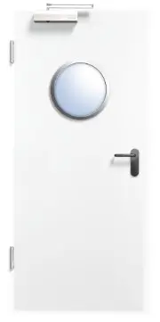 Zdjęcie 6: drzwi wejściowe do mieszkania z ochroną przeciwpożarową T-30 Typ48, biały lakier Uni 9010 z bulajem - Jeld-Wen