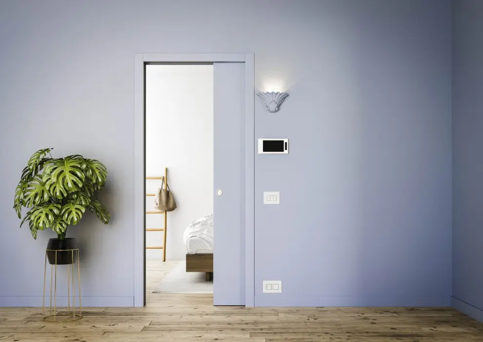 Widok Unico Luce EF systemu drzwi przesuwnych do drzwi przeszklonych w suchej zabudowie - Eclisse