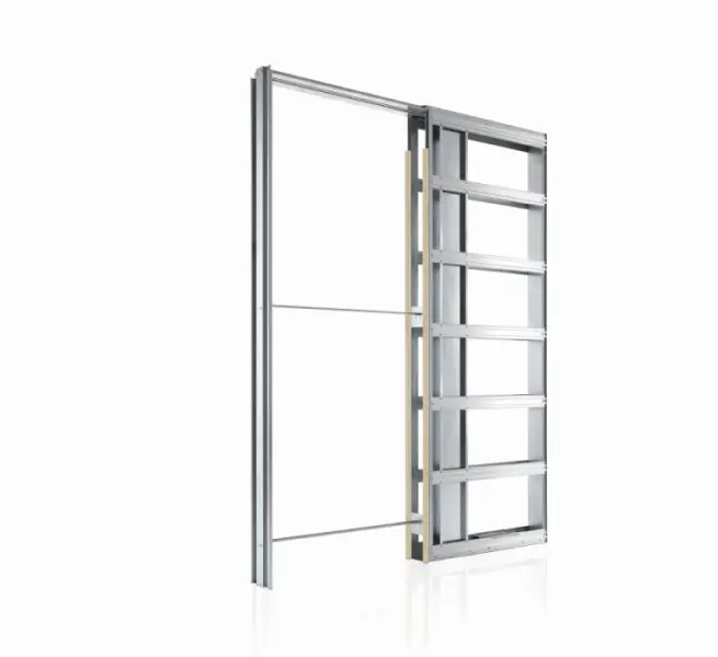 Widok systemu drzwi przesuwnych Unico Luce EF do drzwi przeszklonych w zabudowie suchej - Eclisse