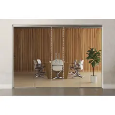 ERKELENZ drzwi dwuskrzydłowe szklane Algo motyw matowy z dwoma stałymi elementami bocznymi Sigma elastyczny wariant 3