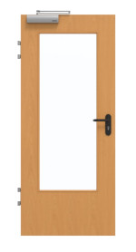 Frontansicht von GARANT Brandschutztür T30 Buche Exklusiv CePaL mit Lichtausschnitt LA-DIN