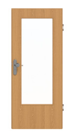 Frontansicht von GARANT Wohnungseingangstür Eiche Premium CePaL mit Lichtausschnitt LA-DIN