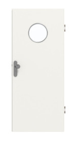 Frontansicht von GARANT Wohnungseingangstür Weißlack 9016 mit Lichtausschnitt LA-12