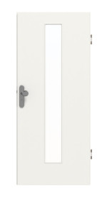 Frontansicht von GARANT Wohnungseingangstür Weißlack 9016 mit Lichtausschnitt LA-4 mittig