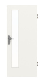 Frontansicht von GARANT Wohnungseingangstür Weißlack 9016 mit Lichtausschnitt LA-4 schlossseitig