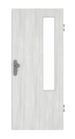 Frontansicht von GARANT Wohnungseingangstür Authentic Grigio GCK08 mit Lichtausschnitt LA-5 bandseitig