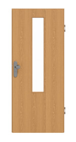 Frontansicht von GARANT Wohnungseingangstür Eiche Premium CePaL mit Lichtausschnitt LA-5 mittig