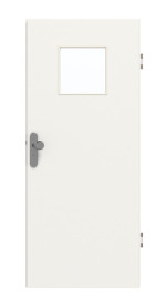 Frontansicht von GARANT Wohnungseingangstür Weißlack 9016 mit Lichtausschnitt LA-8