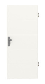 Frontansicht von HUGA Wohnungseingangstür Stripe 15 Verkehrsweiß RAL 9016 Duradecor DesignLine