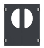 Frontansicht von HÖRMANN Kunststoff-Doppelflügel-Pendeltür mit Lichtausschnitt halbrund