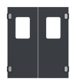 Frontansicht von HÖRMANN Kunststoff-Doppelflügel-Pendeltür mit Lichtausschnitt eckig