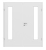 Frontansicht von Bütte Weiß LA 24 bandseitig Basic Durat Doppelflügeltür inkl. Zarge - Huga