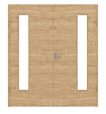 Frontansicht von Wildeiche quer LA 24 bandseitig ProLine Duradecor Doppelflügeltür inkl. Zarge - Hörmann