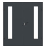 Frontansicht von Doppelflügeltür LA 24 bandseitig ProLine Anthrazit RAL 7016 Lack inkl. Zarge - Hörmann