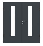 Frontansicht von Doppelflügeltür LA 24 mittig ProLine Anthrazit RAL 7016 Lack inkl. Zarge - Hörmann
