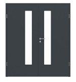 Frontansicht von Doppelflügeltür LA 24 schlossseitig ProLine Anthrazit RAL 7016 Lack inkl. Zarge - Hörmann