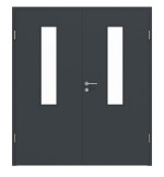 Frontansicht von Doppelflügeltür LA 4 mittig ProLine Anthrazit RAL 7016 Lack inkl. Zarge - Hörmann