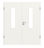 Frontansicht von Weiß ähnlich RAL 9016 LA 4 mittig Basic Lack Doppelflügeltür inkl. Zarge - Huga