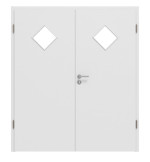 Frontansicht von Bütte Weiß LA 6 Raute Basic Durat Doppelflügeltür inkl. Zarge - Huga