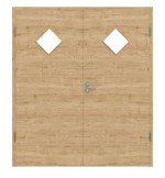 Frontansicht von Wildeiche quer LA 6 Raute ProLine Duradecor Doppelflügeltür inkl. Zarge - Hörmann