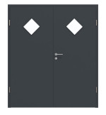 Frontansicht von Doppelflügeltür LA 6 Raute ProLine Anthrazit RAL 7016 Lack inkl. Zarge - Hörmann