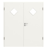 Frontansicht von Weiß ähnlich RAL 9016 LA 6 Raute Basic Lack Doppelflügeltür inkl. Zarge - Huga