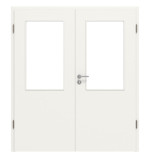 Frontansicht von Weiß ähnlich RAL 9016 LA 7 Basic Lack Doppelflügeltür inkl. Zarge - Huga