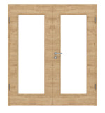 Frontansicht von Wildeiche quer LA 8 ProLine Duradecor Doppelflügeltür inkl. Zarge - Hörmann