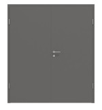 Frontansicht von Huga Doppelflügeltür Hygge grau RAL 7037 Duradecor Basic mit Zarge